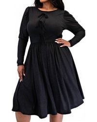 The Curve - Plus Size Glitter Knit Flare Dress With Bow Details - Lyst