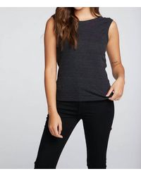 Chaser Brand - Triblend Rib Shirred Back V Muscle Tank Top - Lyst