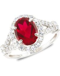 MAX + STONE - Solid 10K Or Oval Cut Gemstone Halo Birthstone Ring - Lyst