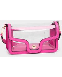 Fashnzfab - Solid Faux Leather Transparent Rectangle Shoulder Bag - Lyst