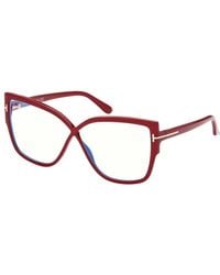 Tom Ford - Eyeglasses Cat Eye Full Rim, Shiny Frame And Clear Light Block Lens Ft5828-B001 - Lyst