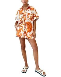 CHARLOTTE GREEN - 2Pc Linen-Blend Shirt & Short Set - Lyst