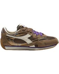 Diadora - Stonewash Pigskin Leather Mesh Sneakers - Lyst