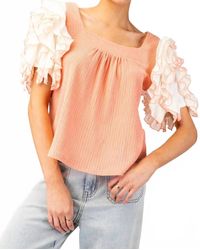 Eesome - Square Neck Ruffle Sleeve Top - Lyst