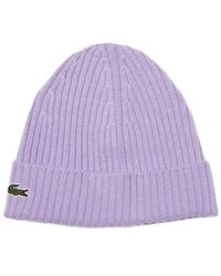 Lacoste - Ribbed Wool Beanie - Lyst