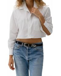 CISSA - Crop Button Down Wrap Shirt - Lyst
