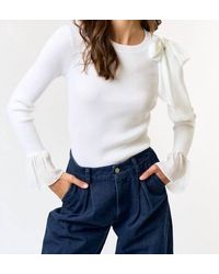 Lalavon - Long Sleeve Bow Sweater Top - Lyst