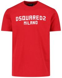 DSquared² - Cotton T-Shirt With Contrasting Logo Design - Lyst