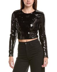 L'Agence - Rogan Crop Sequin Top - Lyst