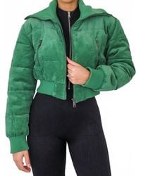 SurelyMine - Keep Up With Me Crop Corduroy Full Zipper Puffer Jacket - Lyst
