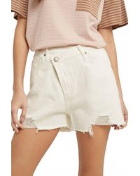 Wishlist - Overlap Distressed Denim Shorts - Lyst