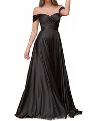 Cinderella Divine - Off Shoulder A-Line Satin Dress - Lyst