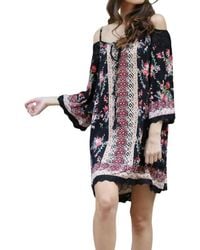 Angie - Floral Twin Print Cold Shoulder Dress - Lyst