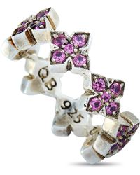 King Baby Studio - Silver And Pink Cubic Zirconia Mb Cross Ring - Lyst