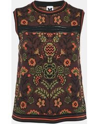 Missoni - Burgundy/ Patterned Cotton Knit Sleeveless Top - Lyst