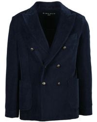 Circolo 1901 - Double-Breasted Velvet Jacket With Metallic Buttons And Patch Pockets - Lyst