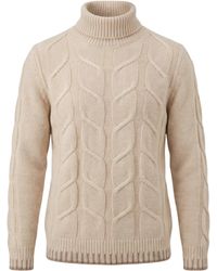 Altea - Cream Cable Knit Virgin Wool-Blend Sweater - Lyst