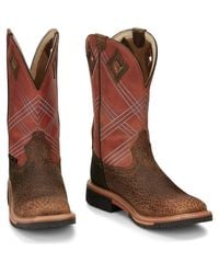 Justin - Waterproof Ostrich-Print Leather Work Boots - Lyst