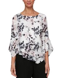Alex Evenings - Top Ivory Floral 3/4 Sleeve Scoop Neck Blouse Pall127 - Lyst