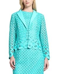 Ming Wang - Geometric Lace Cutout Woven Jacket - Lyst