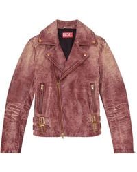 DIESEL - Distressed Vintage-Inspired Jacket With Asymmetrical Zipper - Lyst