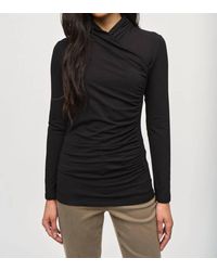 Joseph Ribkoff - Ruched Wrap Front V-Neck Long Sleeve Top - Lyst