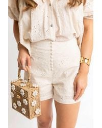 Karlie - Neutral Eyelet Button Shorts - Lyst