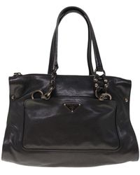 Prada - Nappa Chain Tote Bag Leather Tote Bag (pre-owned) - Lyst