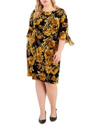 Connected Apparel - Plus Knit Floral Fit & Flare Dress - Lyst