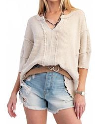 Easel - Textured Rib Knit Mineral Washed Top - Lyst