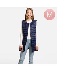 TRUEDAMES - Solid Front Pockets Light Long Puffer Button Vest - Lyst