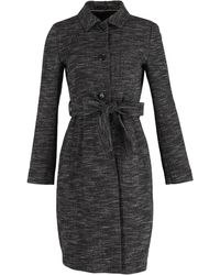 BOSS - Single-Breasted Belted Coat - Lyst