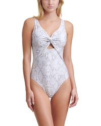 DKNY - Printed Peek-A-Boo Twist One Piece Swimsuit - Lyst