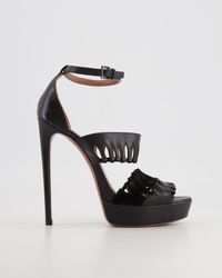 Alaïa - Alaïa Leather And Suede Sandal Heel - Lyst