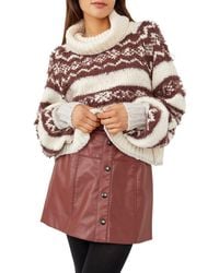 Free People - Check Me Out Printed Knit Turtleneck Sweater - Lyst