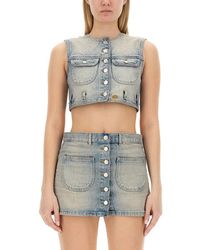 Courreges - Denim Cropped Vest - Lyst