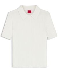 HUGO - Slim-Fit Ribbed Sweater With Polo Collar - Lyst