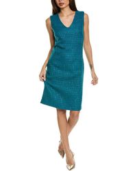 St. John - Boucle Window Pane Wool-blend Sheath Dress - Lyst