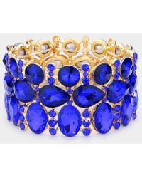 Fashnzfab - Multi Stone Cluster Evening Stretch Bracelet Sapphire - Lyst