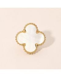 Fashnzfab Bold Abalone Quatrefoil Accent Statement Ring in Blue | Lyst