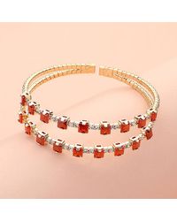 Fashnzfab - Square Cz Stone Cluster Accented Split Adjustable Evening Bracelet, Siam - Lyst