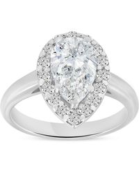 Pompeii3 - G/si 1.85 Ct Pear Shape Diamond Halo Engagement Ring Enhanced - Lyst