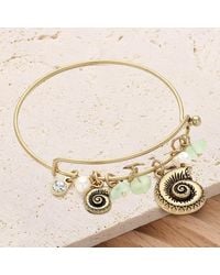 Fashnzfab - Shell Natural Stone Charm Hook Bracelet Matte - Lyst