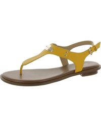 MICHAEL Michael Kors - Mk Plate Faux Leather T-strap Thong Sandals - Lyst