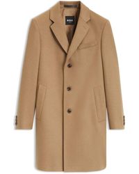 BOSS - Slim-Fit Formal Wool Coat With Cashmere - Lyst