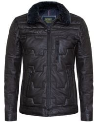 Infinity Leather - Leather Quilted Puffer Biker Jacket - Lyst