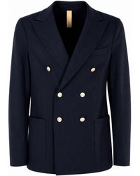 Eleventy - Double-Breasted Patch Pockets Cotton-Blend Blazer - Lyst