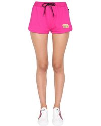 Versace - Shorts With Greek Logo Patch - Lyst