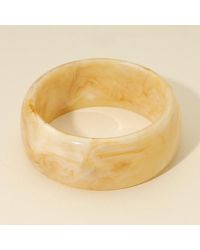 Fashnzfab - Marbled Celluloid Acetate Wide Bangle Bracelet Neutral - Lyst