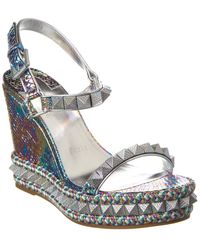 Christian Louboutin - Pyraclou 110 Snake-embossed Leather Wedge Sandal - Lyst